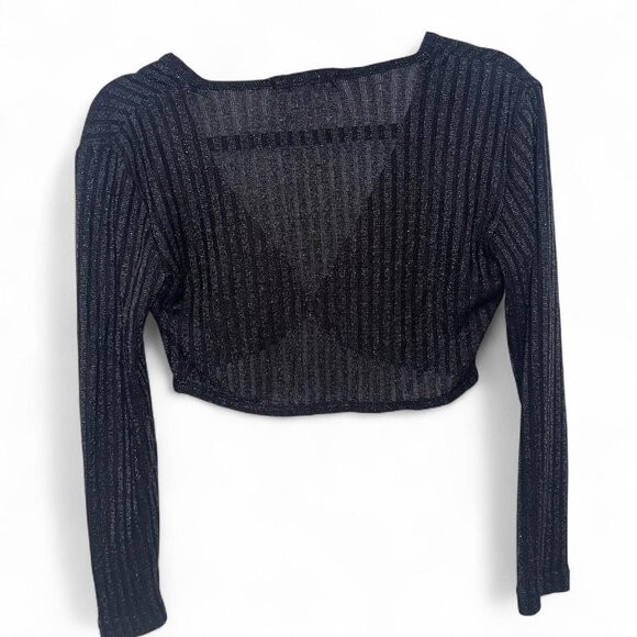 Vintage rampage black sparkly long sleeve bolero top with button detail - Picture 5 of 8